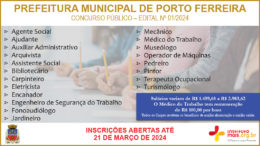 Concurso Público 01/2024 da Prefeitura Municipal de Porto Ferreira / Realização: Instituto Mais / Imagem: Divulgação