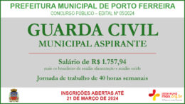 Concurso Público 05/2024 da Prefeitura Municipal de Porto Ferreira / Realização: Instituto Mais / Imagem: Divulgação