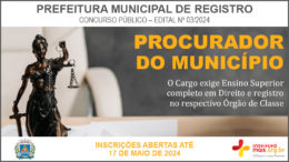 Concurso Público 03/2024 da Prefeitura de Registro / Realização: Instituto Mais / Imagem: Divulgação