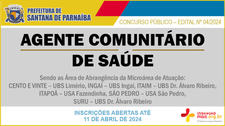 Concurso Público 04/2024 da Prefeitura de Santana de Parnaíba / Realização: Instituto Mais / Imagem: Divulgação