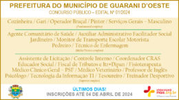 Concurso Público 01/2024 da Prefeitura de Guarani D'Oeste / Realização: Instituto Mais / Imagem: Divulgação