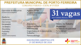 Concurso Público 01/2024 da Prefeitura Municipal de Porto Ferreira / Realização: Instituto Mais / Imagem: Divulgação