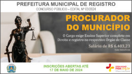 Concurso Público 03/2024 da Prefeitura de Registro / Realização: Instituto Mais / Imagem: Divulgação