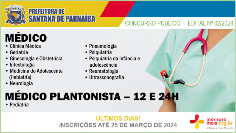 Concurso Público 02/2024 da Prefeitura de Santana de Parnaíba / Realização: Instituto Mais / Imagem: Divulgação