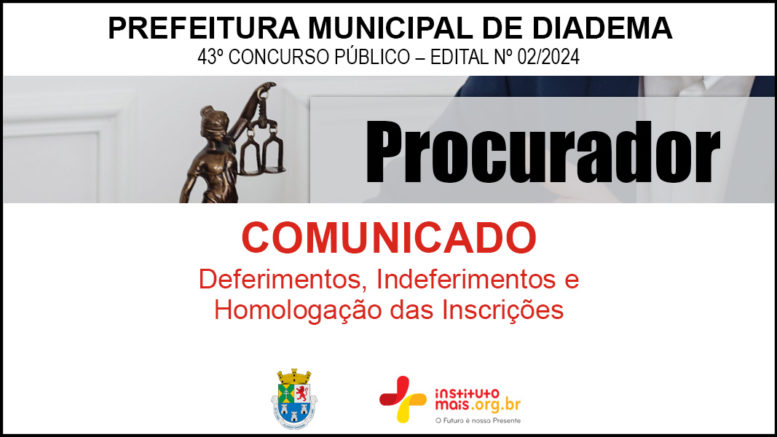 Concurso Público 02/2024 da Prefeitura de Diadema / Realização: Instituto Mais / Imagem: Divulgação