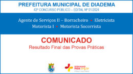 Concurso Público 01/2024 da Prefeitura de Diadema / Realização: Instituto Mais / Imagem: Divulgação