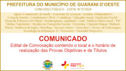 Concurso Público 01/2024 da Prefeitura de Guarani D'Oeste / Realização: Instituto Mais / Imagem: Divulgação