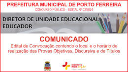 Concurso Público 03/2024 da Prefeitura Municipal de Porto Ferreira / Realização: Instituto Mais / Imagem: Divulgação