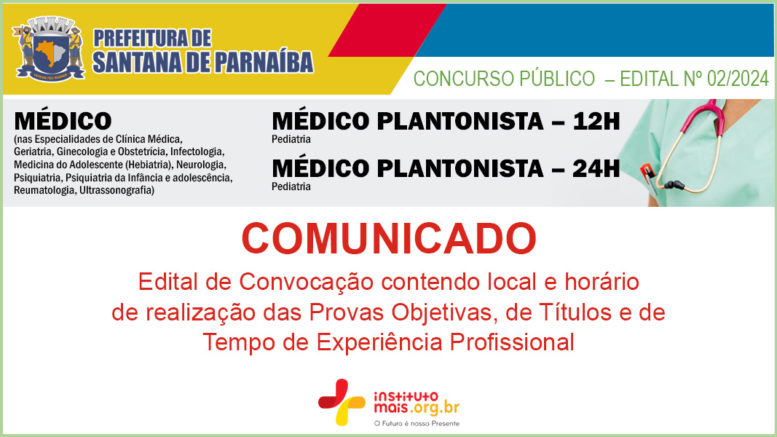 Concurso Público 02/2024 da Prefeitura de Santana de Parnaíba / Realização: Instituto Mais / Imagem: Divulgação