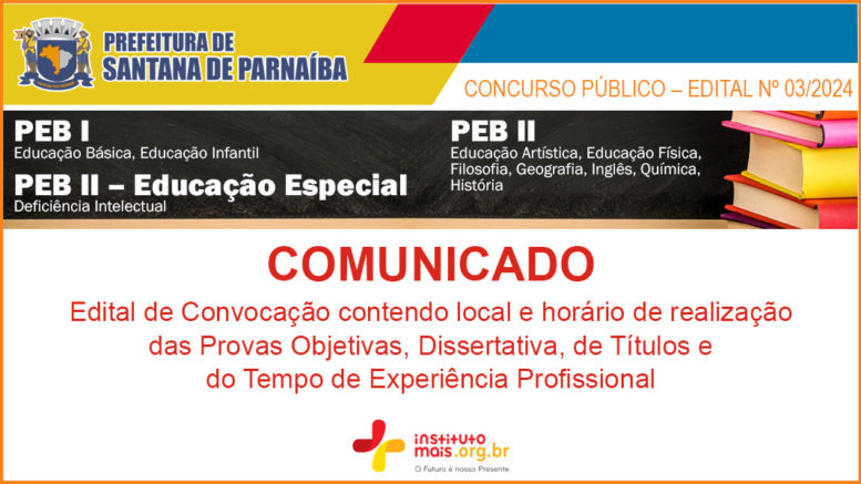 Concurso Público 03/2024 da Prefeitura de Santana de Parnaíba / Realização: Instituto Mais / Imagem: Divulgação