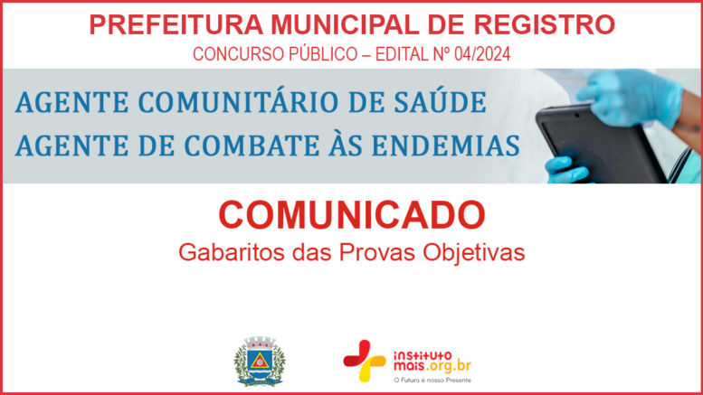 Concurso Público 04/2024 da Prefeitura de Registro / Realização: Instituto Mais / Imagem: Divulgação