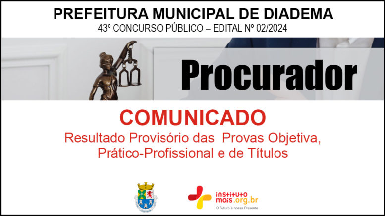 Concurso Público 02/2024 da Prefeitura de Diadema / Realização: Instituto Mais / Imagem: Divulgação