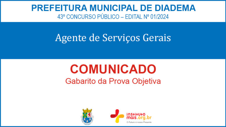 Concurso Público 01/2024 da Prefeitura de Diadema / Realização: Instituto Mais / Imagem: Divulgação