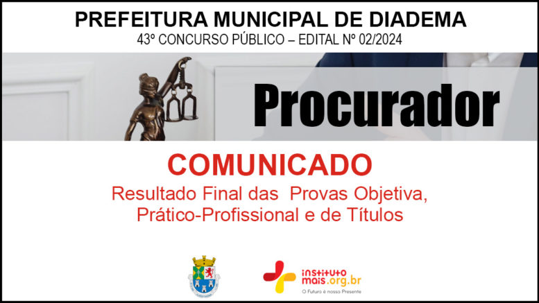 Concurso Público 02/2024 da Prefeitura de Diadema / Realização: Instituto Mais / Imagem: Divulgação