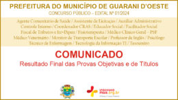 Concurso Público 01/2024 da Prefeitura de Guarani D'Oeste / Realização: Instituto Mais / Imagem: Divulgação