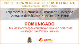 Concurso Público 01/2024 da Prefeitura Municipal de Porto Ferreira / Realização: Instituto Mais / Imagem: Divulgação