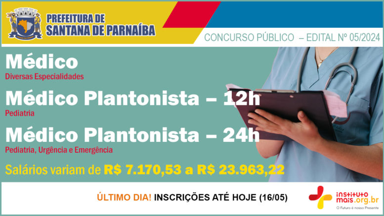 Concurso Público 05/2024 da Prefeitura de Santana de Parnaíba / Realização: Instituto Mais / Imagem: Divulgação