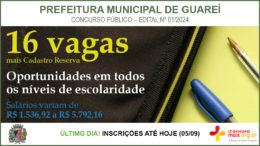 Concurso Público 01/2024 da Prefeitura de Guareí / Realização: Instituto Mais / Imagem: Divulgação