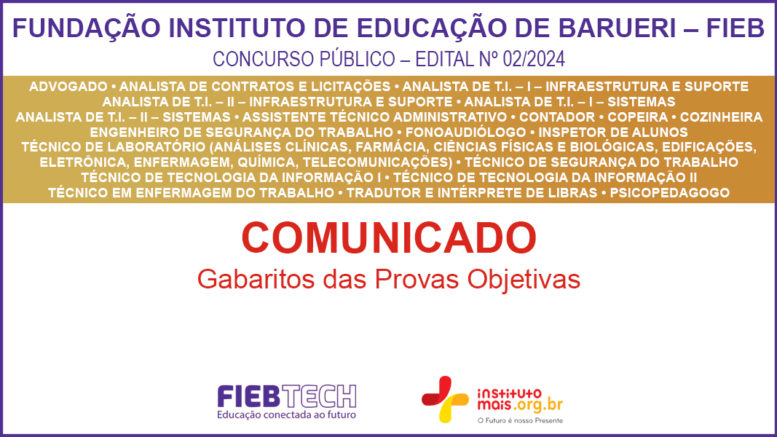 Concurso Público 02/2024 da FIEB / Realização: Instituto Mais / Imagem: Divulgação