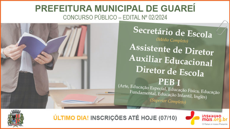 Concurso Público 02/2024 da Prefeitura de Guareí / Realização: Instituto Mais / Imagem: Divulgação