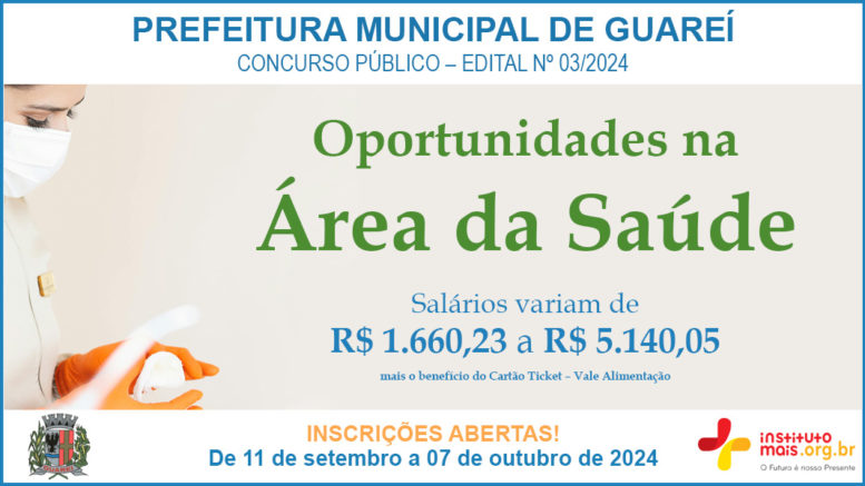 Concurso Público 03/2023 da Prefeitura de Guareí / Realização: Instituto Mais / Imagem: Divulgação