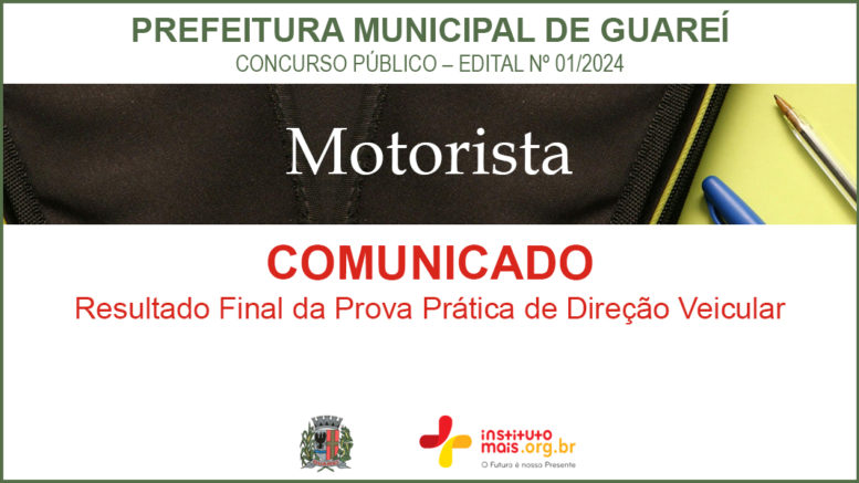 Concurso Público 01/2024 da Prefeitura de Guareí / Realização: Instituto Mais / Imagem: Divulgação