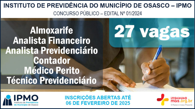 Concurso Público 01/2024 da IPMO / Realização: Instituto Mais / Imagem: Divulgação