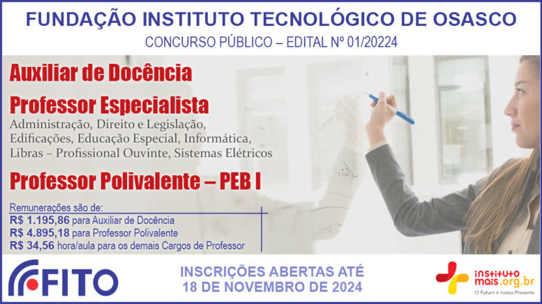 Concurso Público 01/2024 da FITO / Realização: Instituto Mais / Imagem: Divulgação