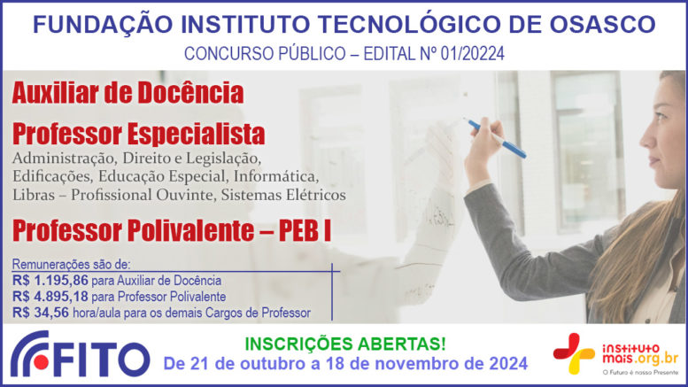 Concurso Público 01/2024 da FITO / Realização: Instituto Mais / Imagem: Divulgação