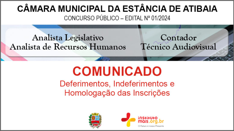 Concurso Público 01/2024 da Câmara de Atibaia / Realização: Instituto Mais / Imagem: Divulgação