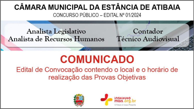 Concurso Público 01/2024 da Câmara de Atibaia / Realização: Instituto Mais / Imagem: Divulgação