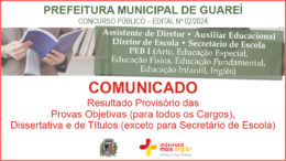 Concurso Público 02/2024 da Prefeitura de Guareí / Realização: Instituto Mais / Imagem: Divulgação