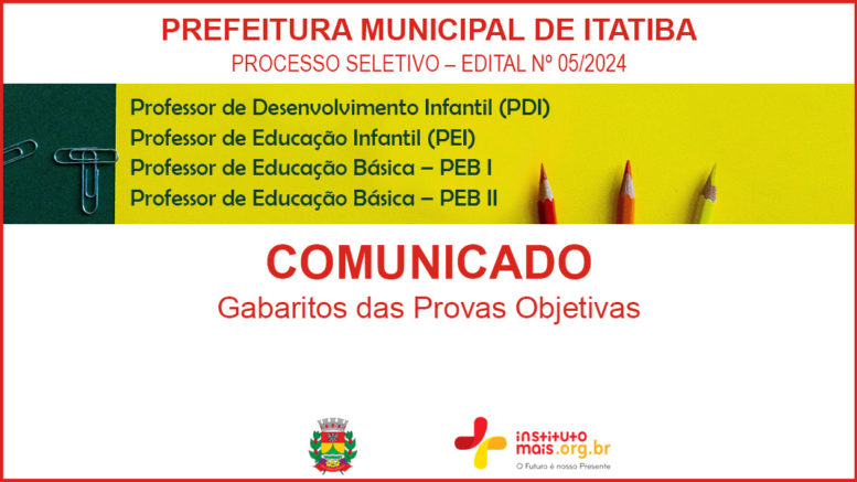 Processo Seletivo 06/2024 da Prefeitura de Itatiba / Realização: Instituto Mais / Imagem: Divulgação