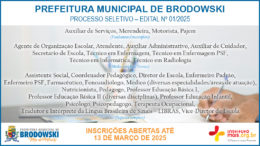Processo Seletivo 01/2025 da Prefeitura de Brodowski / Realização: Instituto Mais / Imagem: Divulgação