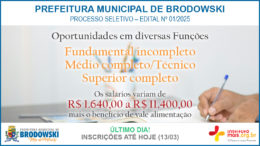 Processo Seletivo 01/2025 da Prefeitura de Brodowski / Realização: Instituto Mais / Imagem: Divulgação