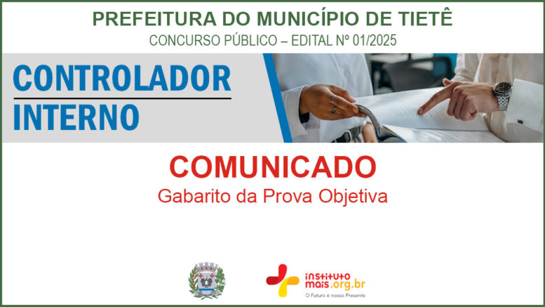 Concurso Público 01/2025 da Prefeitura de Tietê / Realização: Instituto Mais / Imagem: Divulgação