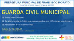 Concurso Público 03/2025 da Prefeitura de Francisco Morato / Realização: Instituto Mais / Imagem: Divulgação