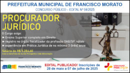 Concurso Público 04/2025 da Prefeitura de Francisco Morato / Realização: Instituto Mais / Imagem: Divulgação