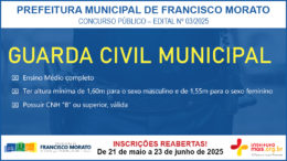 Concurso Público 03/2025 da Prefeitura de Francisco Morato / Realização: Instituto Mais / Imagem: Divulgação